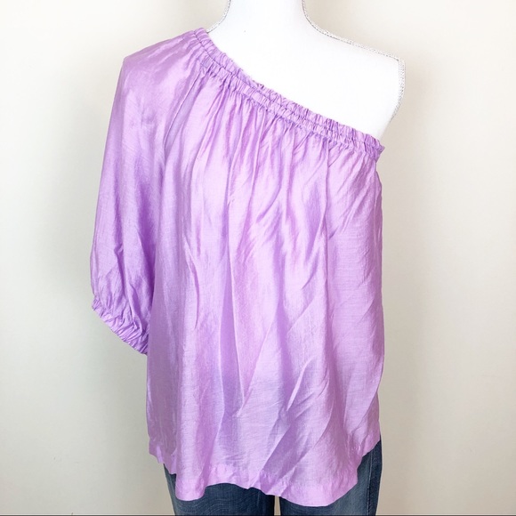 Anthropologie Maeve  purple one shoulder top - Picture 3 of 6